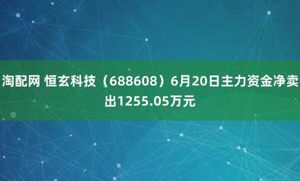 淘配网 恒玄科技（688608）6月20日主力资金净卖出1255.05万元